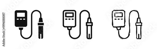 Digital Handheld Meter with Probe Icon Set for Testing and Scientific Measurement