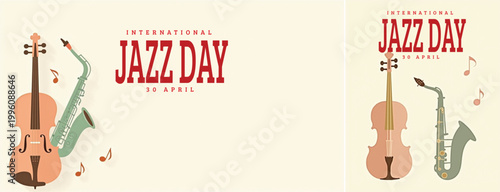 Elegant international jazz background, international jazz day background for social media, website template