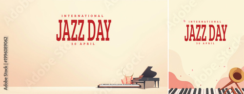 Elegant international jazz background, international jazz day background for social media, website template