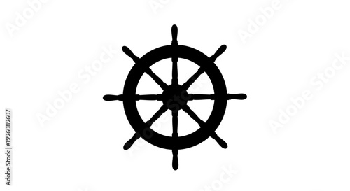 Black ship helm wheel icon symbol.