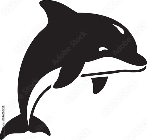 Clean Minimalist Dolphin Silhouette Vector EPS Illustration Isolated on White Background