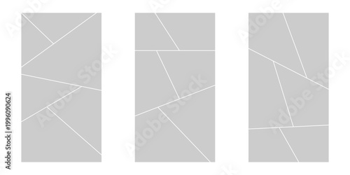 Image collage layout template. Mosaic mood board grid collection. Picture frame set. Photo album concept idea for banner, poster, comic page, flyer, brochure, booklet, memory wall design. Vector pack