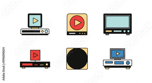 Media Console Line art vector abstract colorful modern