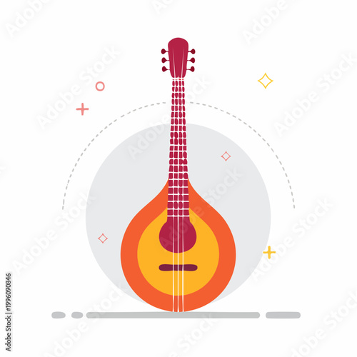 Flat design illustration of a mandolin or lute