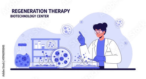Biotechnology Scientist Working in Regeneration Therapy Lab, Cell Culture Research