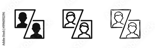 User Profiles Icon Set Representing Team Members or Comparison in Solid, Outline, and Hand-Drawn Styles