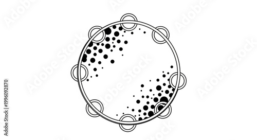 Circular Tambourine Musical Instrument with Jingle Bells.