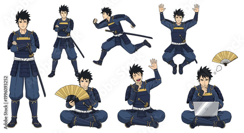 Samurai Warrior Character Poses and Actions Collection.