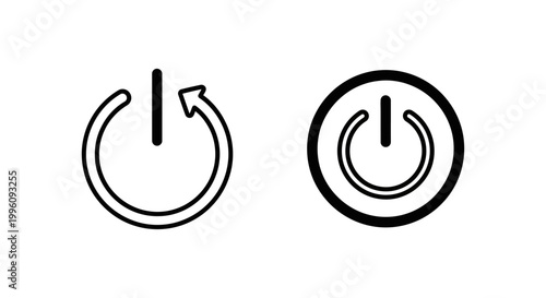Reboot system and restart device power icons with computer technology circular operation electronics illustration minimalist interface application software settings function
