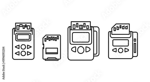 Memory Card Readers Line art abstract shape design vector