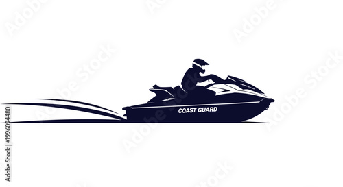Coast Guard Jet Ski Rider Silhouette.