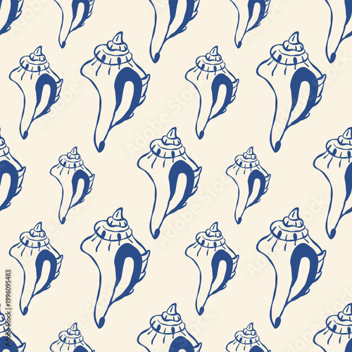 Vector pattern with conch shells