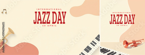 Elegant international jazz background, international jazz day background for social media, website template