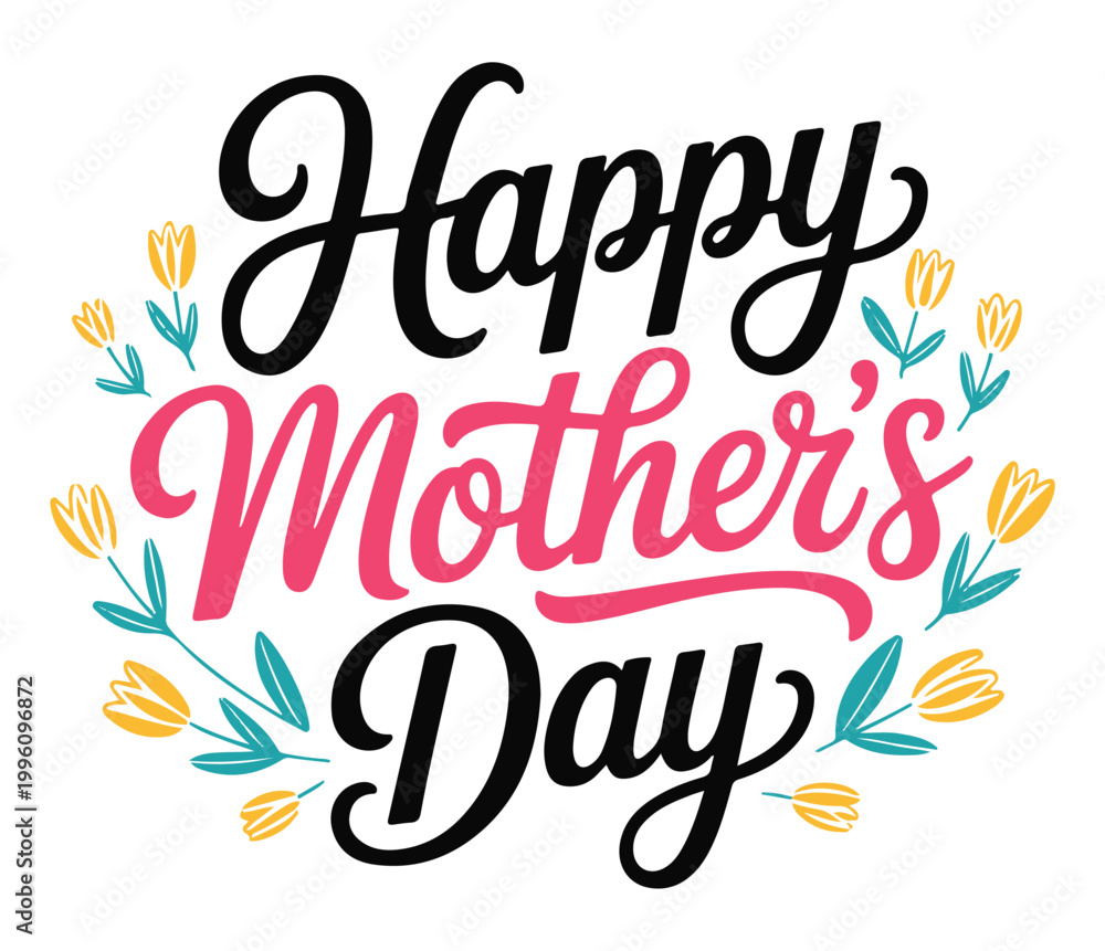 Fototapeta premium Happy Mothers Day Floral Greeting Card
