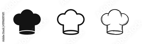 Chef Hat and Culinary Arts Icon Set - Restaurant and Cooking Concept