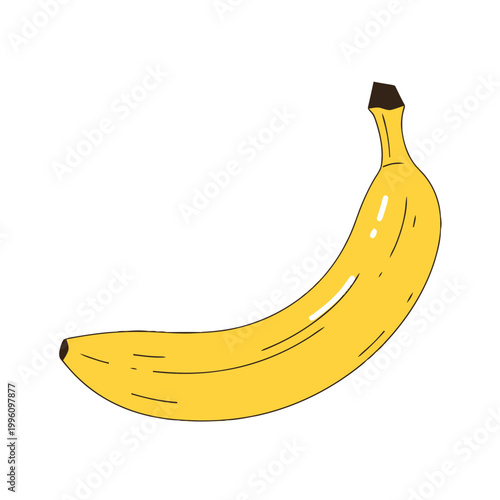 Yellow Banana Fruit Single Isolated Object.