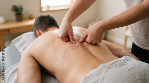 Deep tissue massage focusing on muscular tension relief and relaxation in a serene spa setting for holistic wellness.