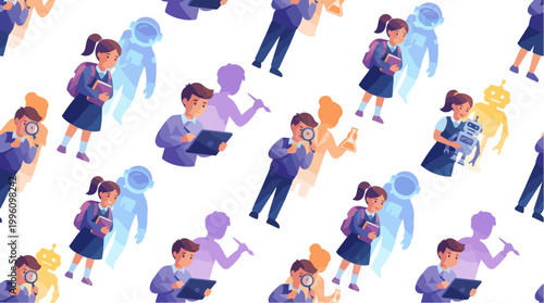 Students using mobile phones.