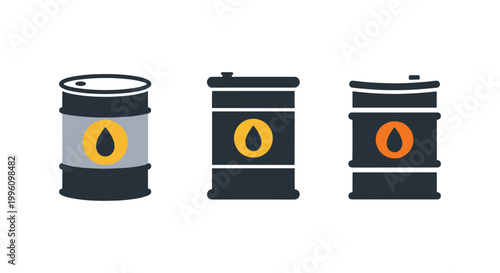 Oil barrel flat Line art simple color pattern vector