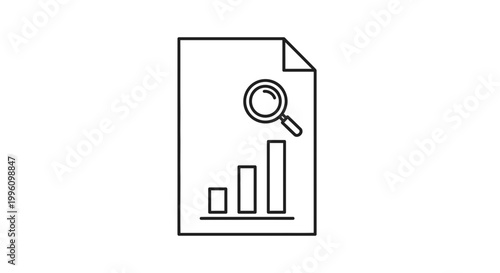 Financial Report Analysis with Magnifying Glass and Bar Chart Icon