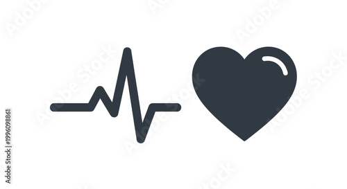 Tableau sur toile Heartbeat and heart symbol combined.