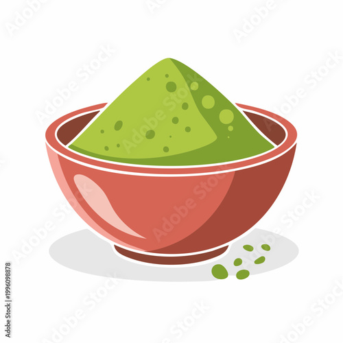 Bowl of Green Matcha Powder