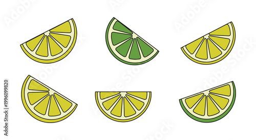 Lime Slice Plate Line art modern colorful abstract vector
