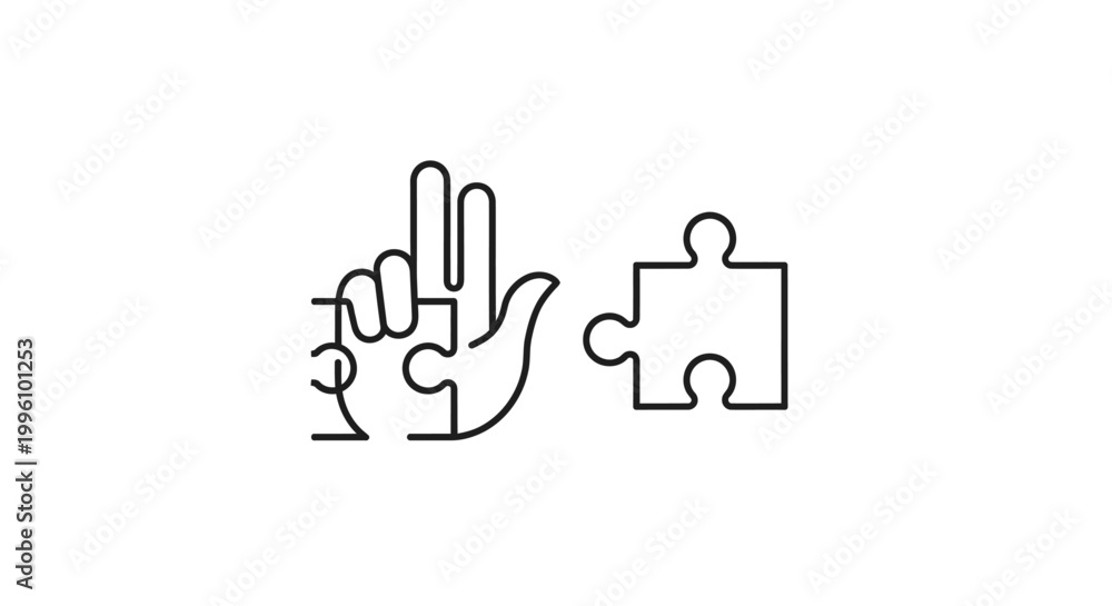 Obraz premium Hand holding puzzle piece solution.