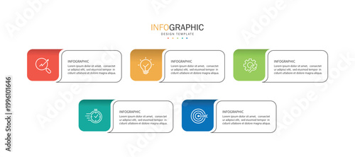 Business infographic template. 5 Step timeline journey. Process diagram, Infographic elements vector illustration.
