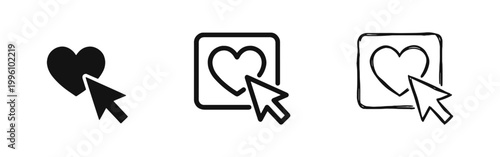 Social Media Like Heart Icons Set - Click and Love Interface Symbol