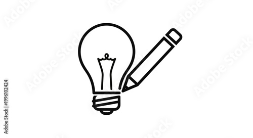 Light Bulb Pencil Creative Idea Symbol.