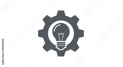 Gear with light bulb icon symbol.