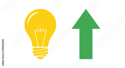 Light Bulb with Green Arrow Up.