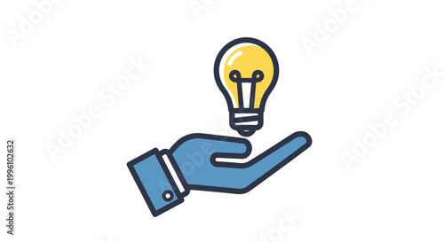 Hand holding a light bulb idea.