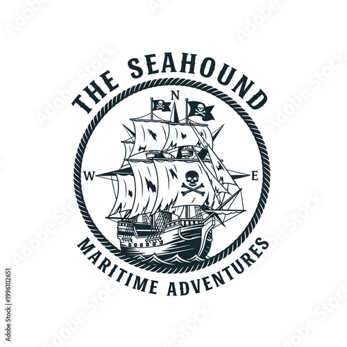 The Seahound Maritime Adventures Pirate Ship Emblem.