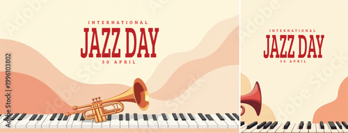 Elegant international jazz background, international jazz day background for social media, website template