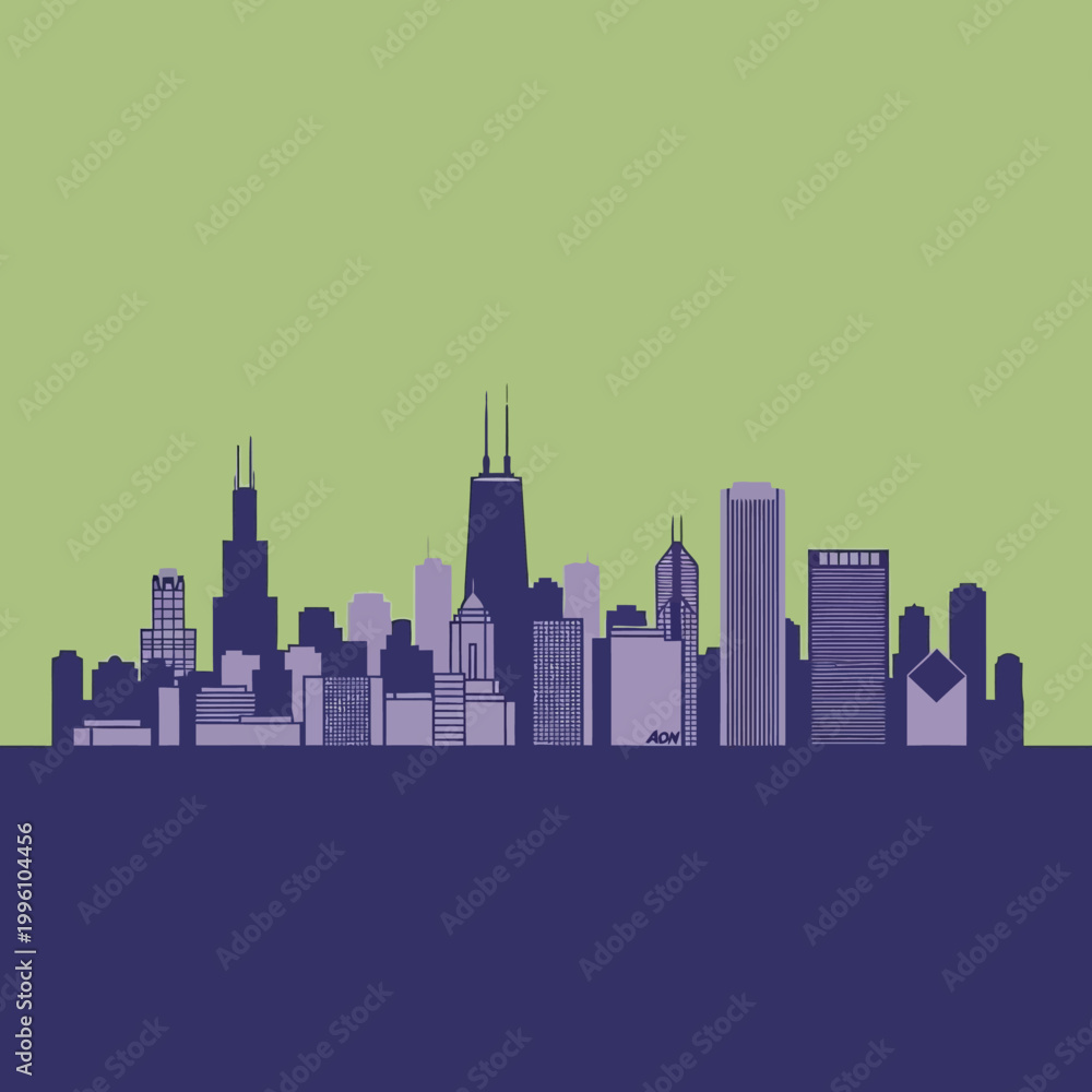 Obraz premium Modern City Skyline Silhouette Illustration.