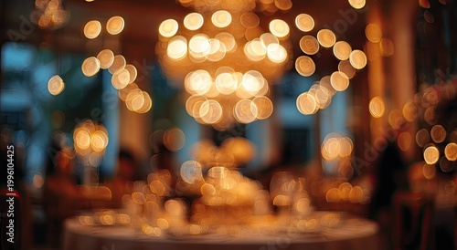Warm Bokeh Lights Create Ambiance in a Cozy Restaurant Setting.