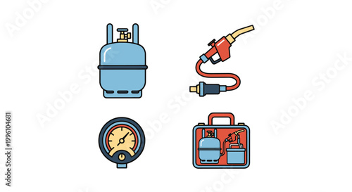 LPG refilling kit Line art modern abstract vector design