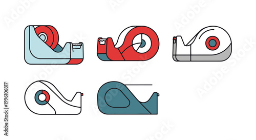 Medical Tape Dispenser Line simple abstract colorful vector