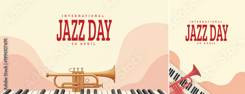 Elegant international jazz background, international jazz day background for social media, website template