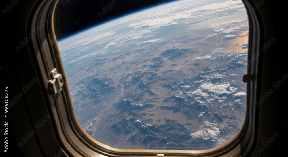 Naklejka premium Earth View From Spacecraft Window