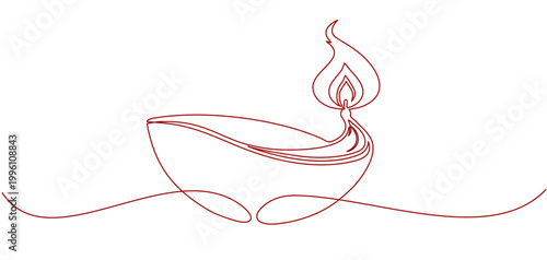 Diya diwali line art style with white background	