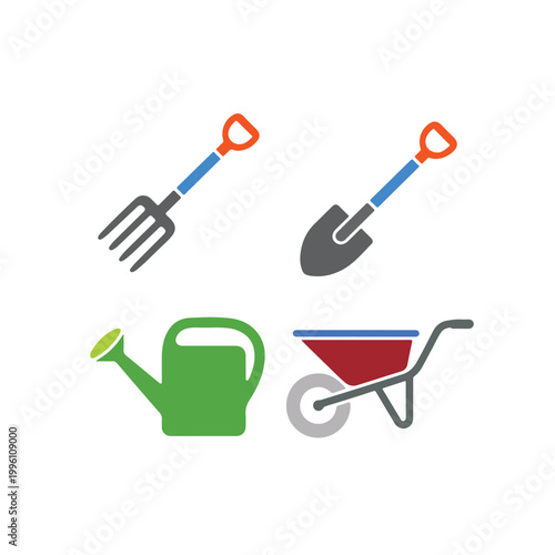 vector set of gardening tools