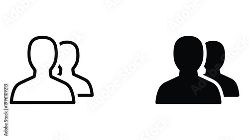 A graphic illustration of two pairs of people in black and white silhouette