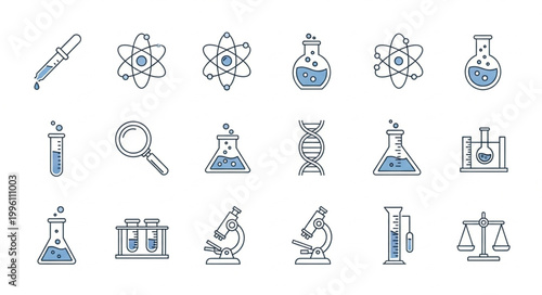 Collection of Science Icons and Symbols for Research and Discovery.