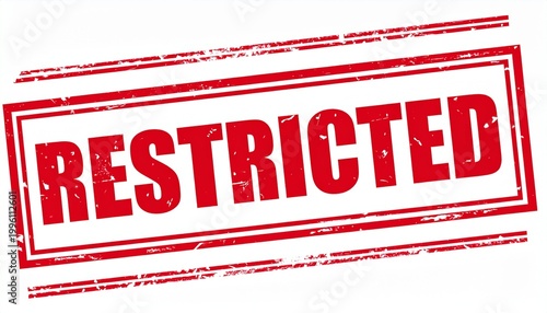 Red RESTRICTED stamp impression, confidential access and official limitation symbol design