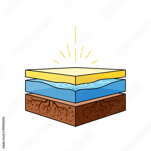 Soil layers, ground, earth strata, cross-section diagram