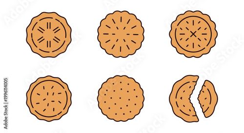 Oat Biscuit Line art vector modern clean abstract
