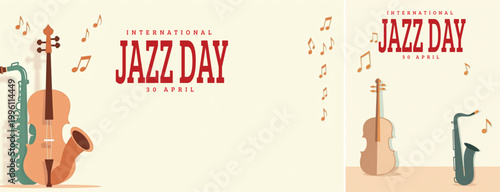 Elegant international jazz background, international jazz day background for social media, website template